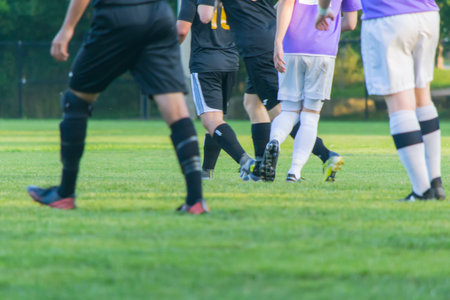 Players in soccer gameの写真素材