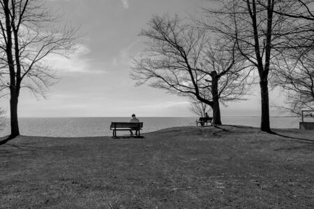 A lonely view of social isolation during pandemic and covid 19の写真素材