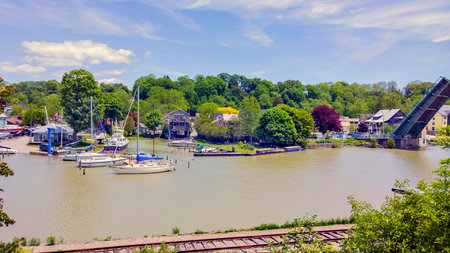 Boats on a lake in the summer