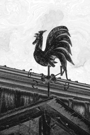 A Black and White sketch of weather vaneの写真素材