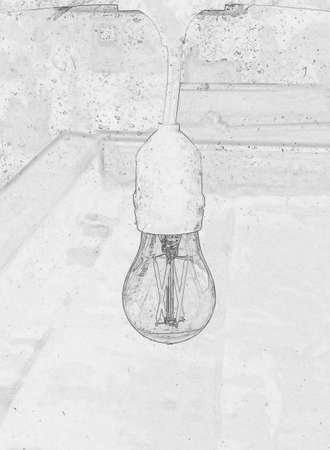 A black and white sketch of lighbulbの写真素材