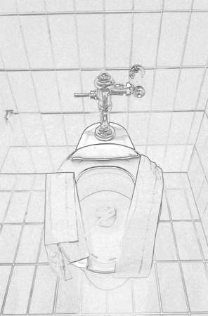 A black and white sketch of a toiletの写真素材