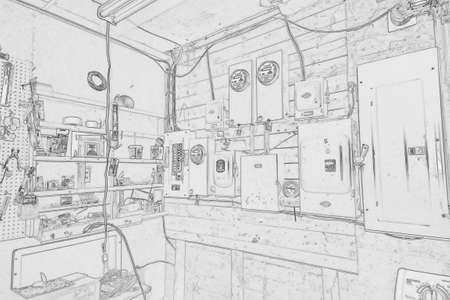 A black and white sketch of printの写真素材