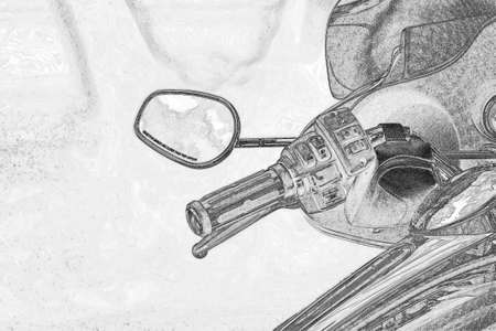A sketch of a handle bar brake and mirrorの写真素材