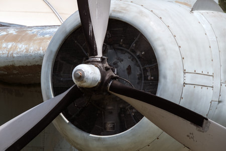The propeller of an old airplane. Close-up view.の写真素材