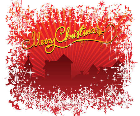 Merry Christmas townのイラスト素材