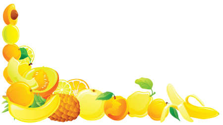 Yellow fruit corner. Vector illustration.のイラスト素材