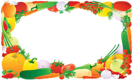Colorful vegetable frame. Vector illustration.のイラスト素材