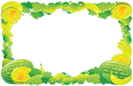 Green fruit frame. Vector illustration.のイラスト素材