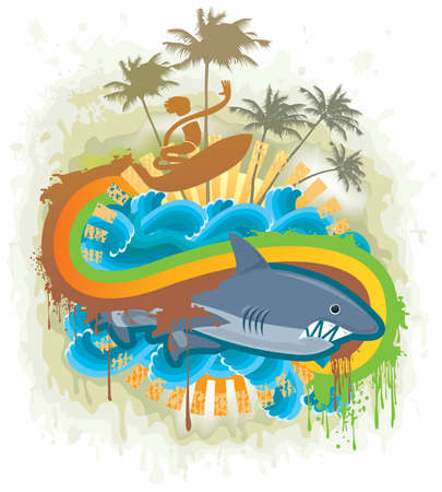 Shark kingdom. Vector.のイラスト素材