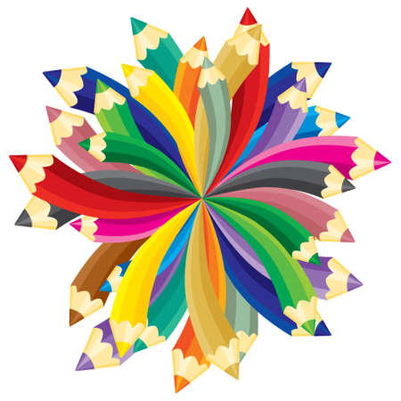 Chaotic pencils.  illustration without gradients.のイラスト素材