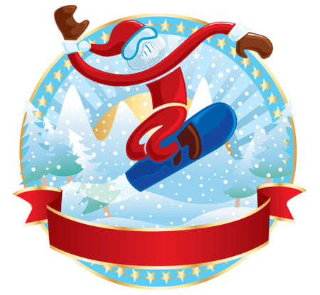 Snowboarder Santaのイラスト素材