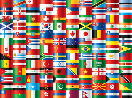 International flags. 130 flags.のイラスト素材