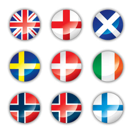 Glossy button flags - Europe twoのイラスト素材