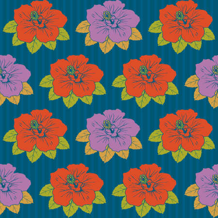 Seamless hibiscus patternのイラスト素材