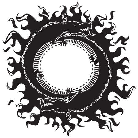 Dragons black & whiteのイラスト素材