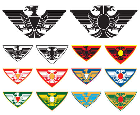 Eagle and double-headed Eagle signsのイラスト素材
