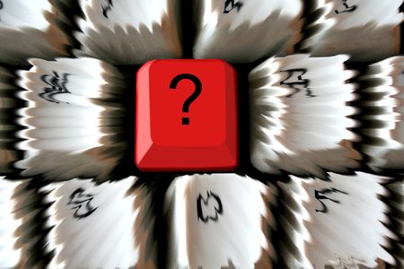 Red question Mark key on keyboardの写真素材