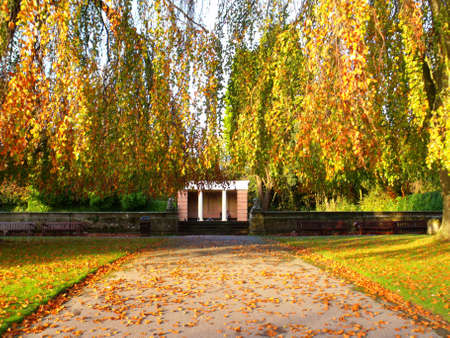 Fall Path Daynes public park Englandの写真素材