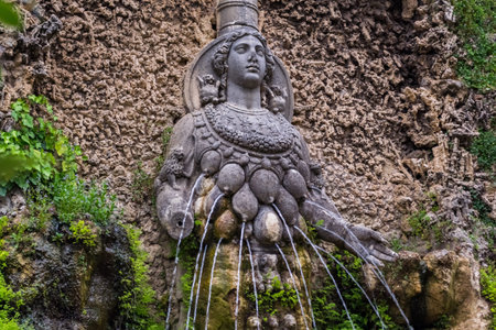 Fountain in the gardens of Villa D'Este in Tivoli.