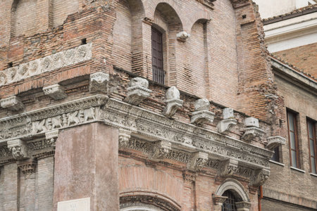 Casa dei Crescenzi at the Boario Forum in Rome. Medieval architecture with Roman remains.