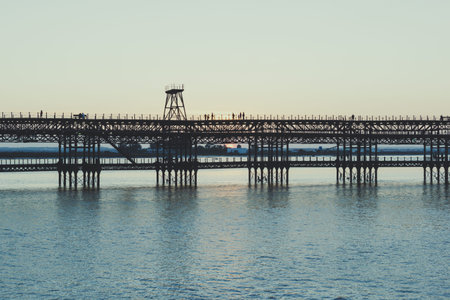 Mineral dock of Huelva sunset in summer. Huelva, Andalusia, Spain