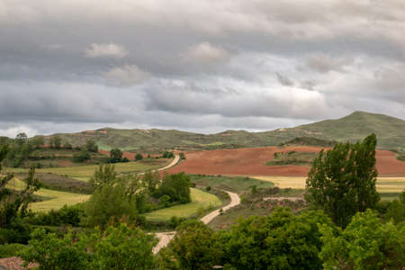 Landscape of Castilla and Leon with cloudy sky. Burgos, Spainの写真素材