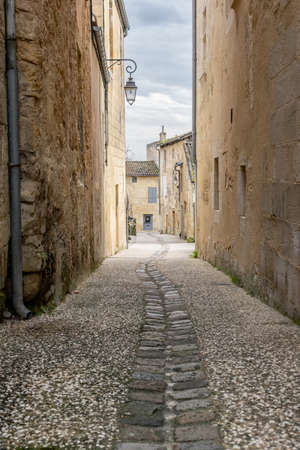 St Emilion streets. Medieval architecture. Aquitaine, France, Europeの写真素材