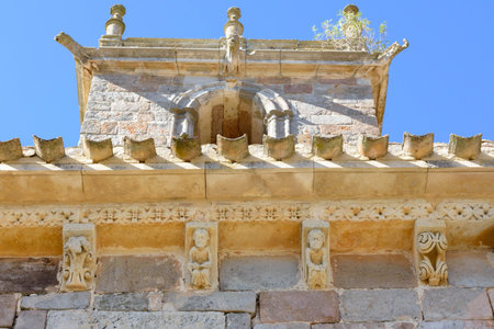 Details of the Rebolledo de la Torre church in Burgos. Church with a wonderful Romanesque portico....