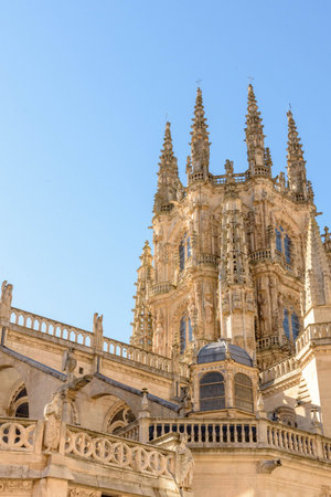 Detail of the Gothic cathedral of Burgos. In Castilla y Leon, Spainのeditorial素材