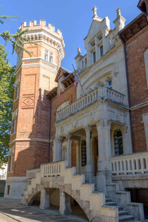 Palace of the Island in Burgos. Romantic and Neo-Gothic architecture. Language Institute of Castile and Leon. Burgos, Castile and Leon, Spainのeditorial素材