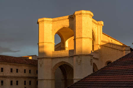 Church of the monastery of San Benito in Valladolid with a beautiful warm light at sunset. Valladolid, Castile and Leon, Spainの写真素材