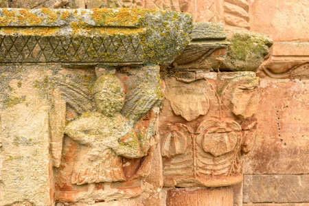 Detail of the church of San Clemente, Huidobro. Romanesque temple of the XII century. Burgos, Castilla y Leon, Spainの写真素材