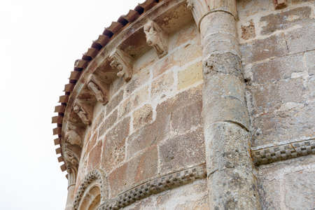 Detail of the church of San Clemente, Huidobro. Romanesque temple of the XII century. Burgos, Castilla y Leon, Spainの写真素材