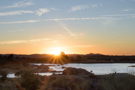 The Barruecos. Natural area with picturesque rock formations. Malpartida de Caceres, Caceres, Extremadura, Spainの写真素材