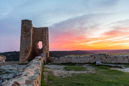 Cloudscape at sunset in Calatanazor village within Soria province of Castilla y Leon Autonomous Community of Spain, Europeの写真素材