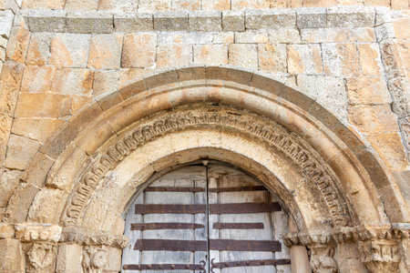 Church door detail in Calatanazor in Soria, Spainの写真素材