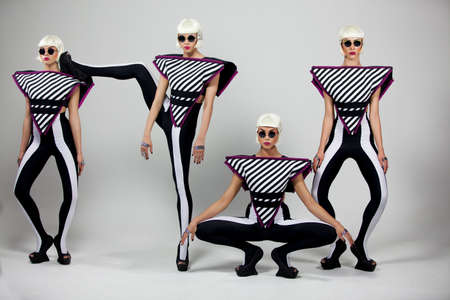Dancing girls on white background HDの写真素材