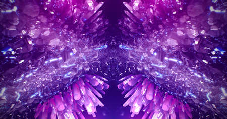 Crystal abstract neon 3d cave music backgroundの写真素材