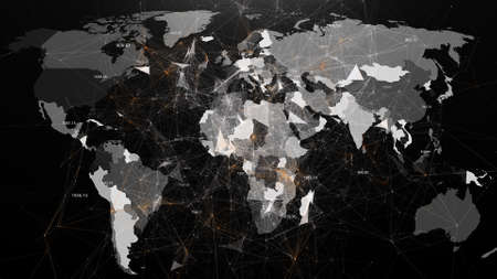Abstract image of global networks in the world in the form of plexusの写真素材