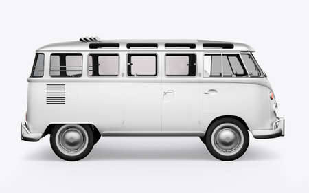 3D render hippie bus on white backgroundの写真素材