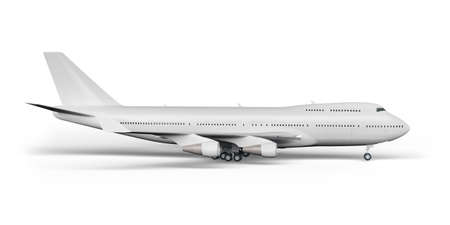 Passenger plane 3D render on a white backgroundの写真素材