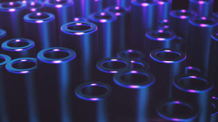 Abstract violet-blue field of tubesの写真素材