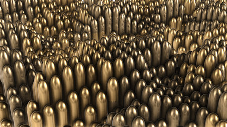3D render background of gold rounded cylinders