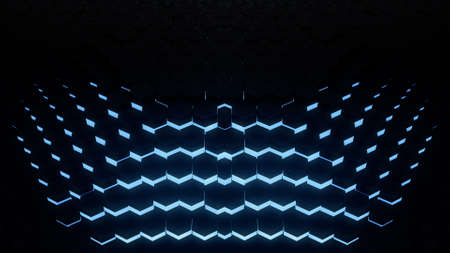 3D render VJ hexagon glow digital backgroundの写真素材