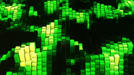 3D render Vj green glow equalizer