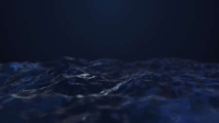 3d render Dark blue abstract waves on dark backgroundの写真素材