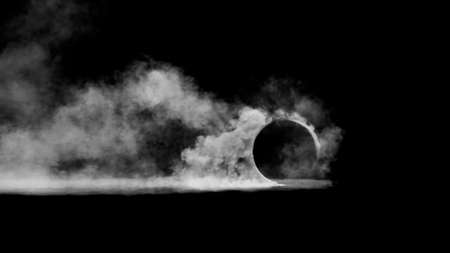 3d render burnout wheels with smoke on black backgroundの写真素材