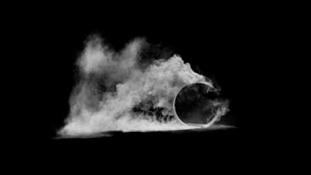 3d render burnout wheels with smoke on black backgroundの写真素材