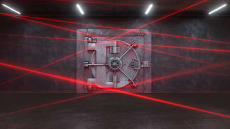 3d render The bank is guarded by a laser systemの写真素材